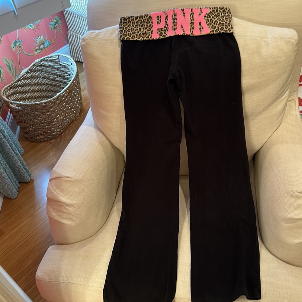Victoria secret pink leopard fold over leggings